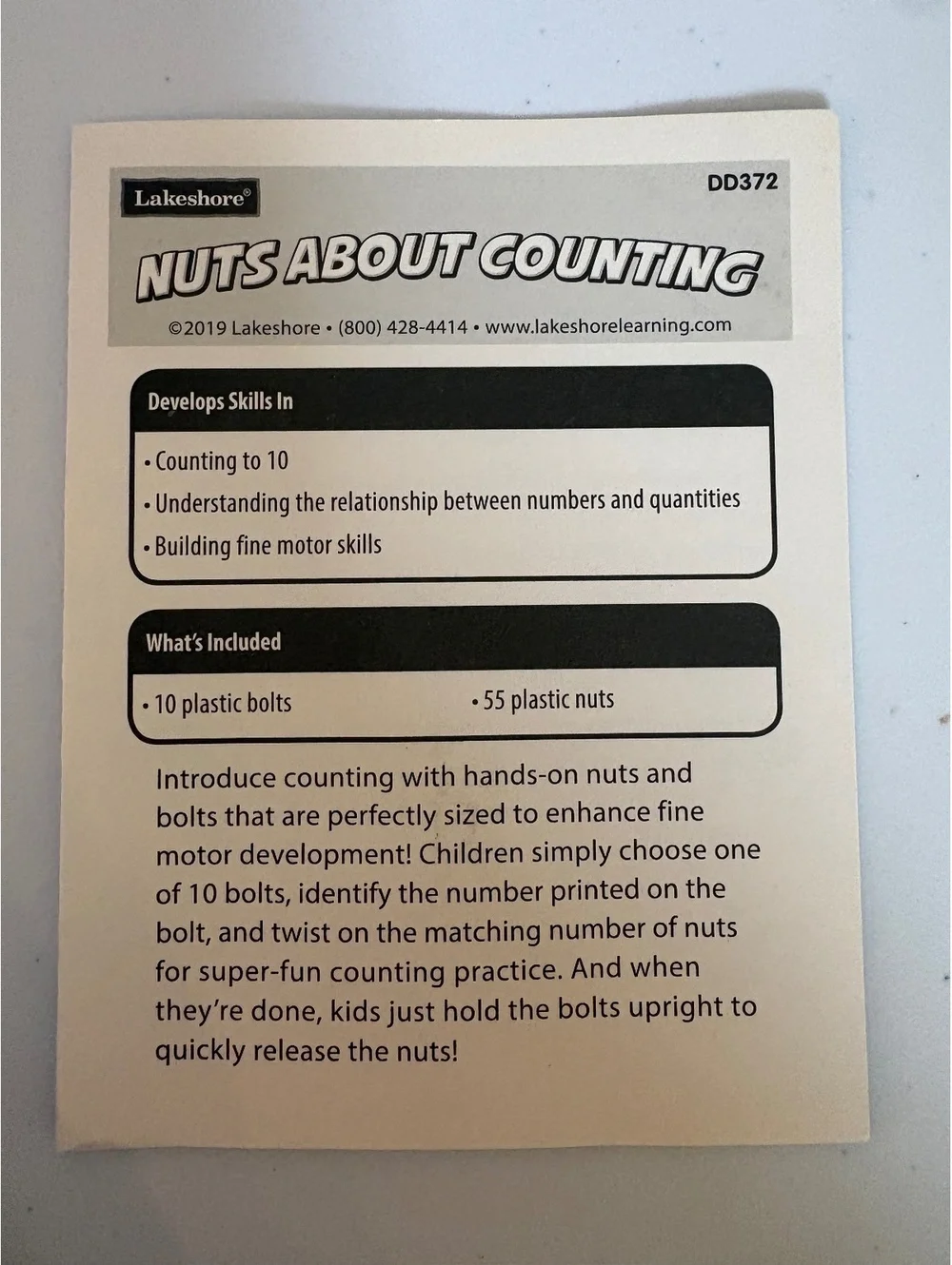 Lakeshore nuts and bolts counting